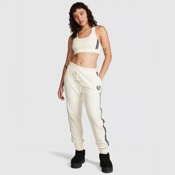 PINK Victoria's Secret White Ivory Cozy Sherpa Joggers Women’s Plus Size XXL - Picture 1 of 8